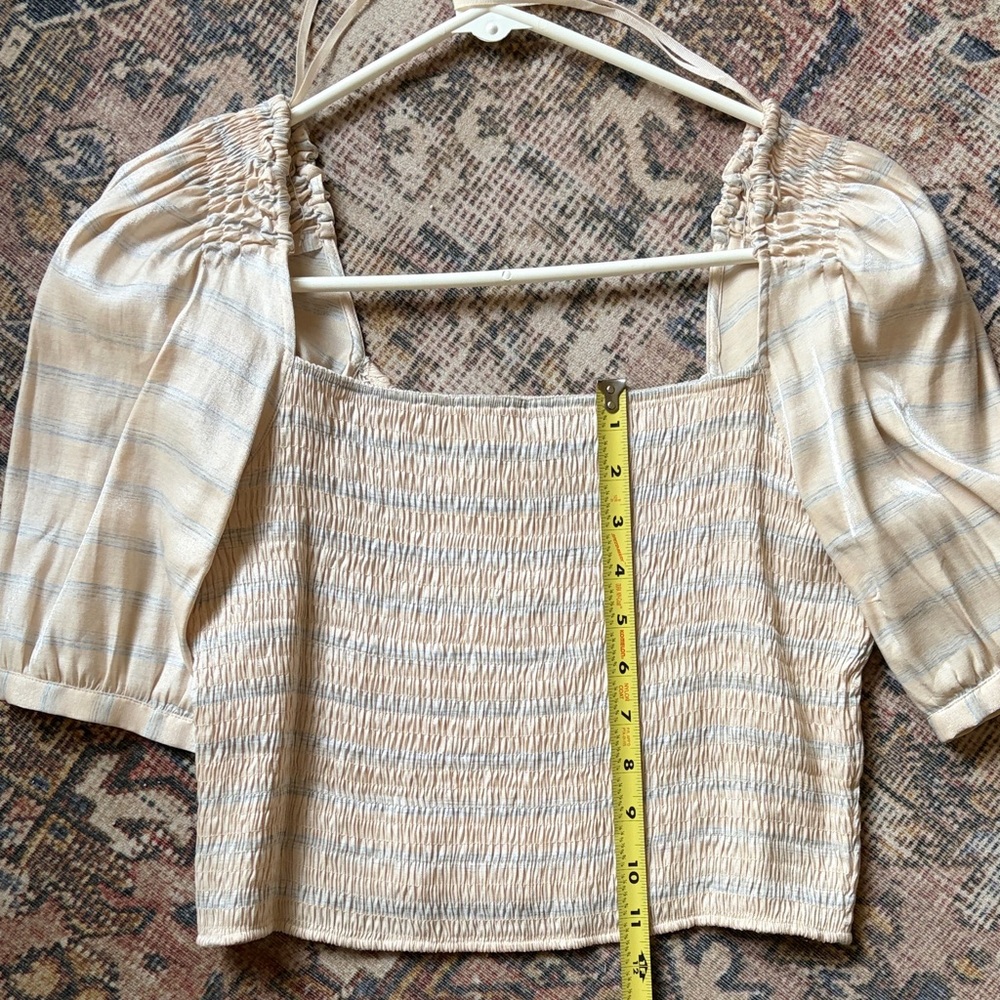 & Other Stories Cream and Blue Striped Blouse